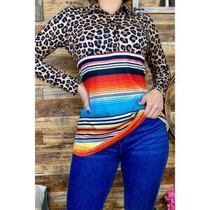 Serape/Leopard long sleeve top 